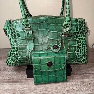 Dooney & Bourke Green Croc Embossed Satchel/ wallet is not included